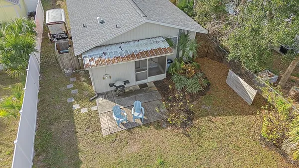 an aerial view of a house
