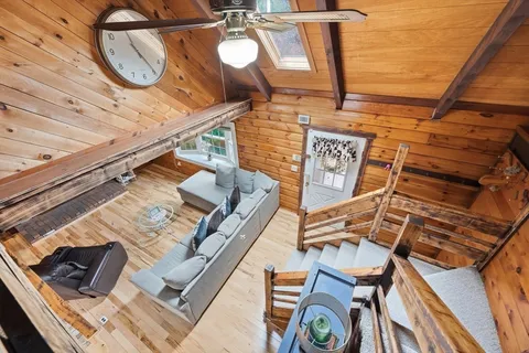 a view of a couch in the balcony