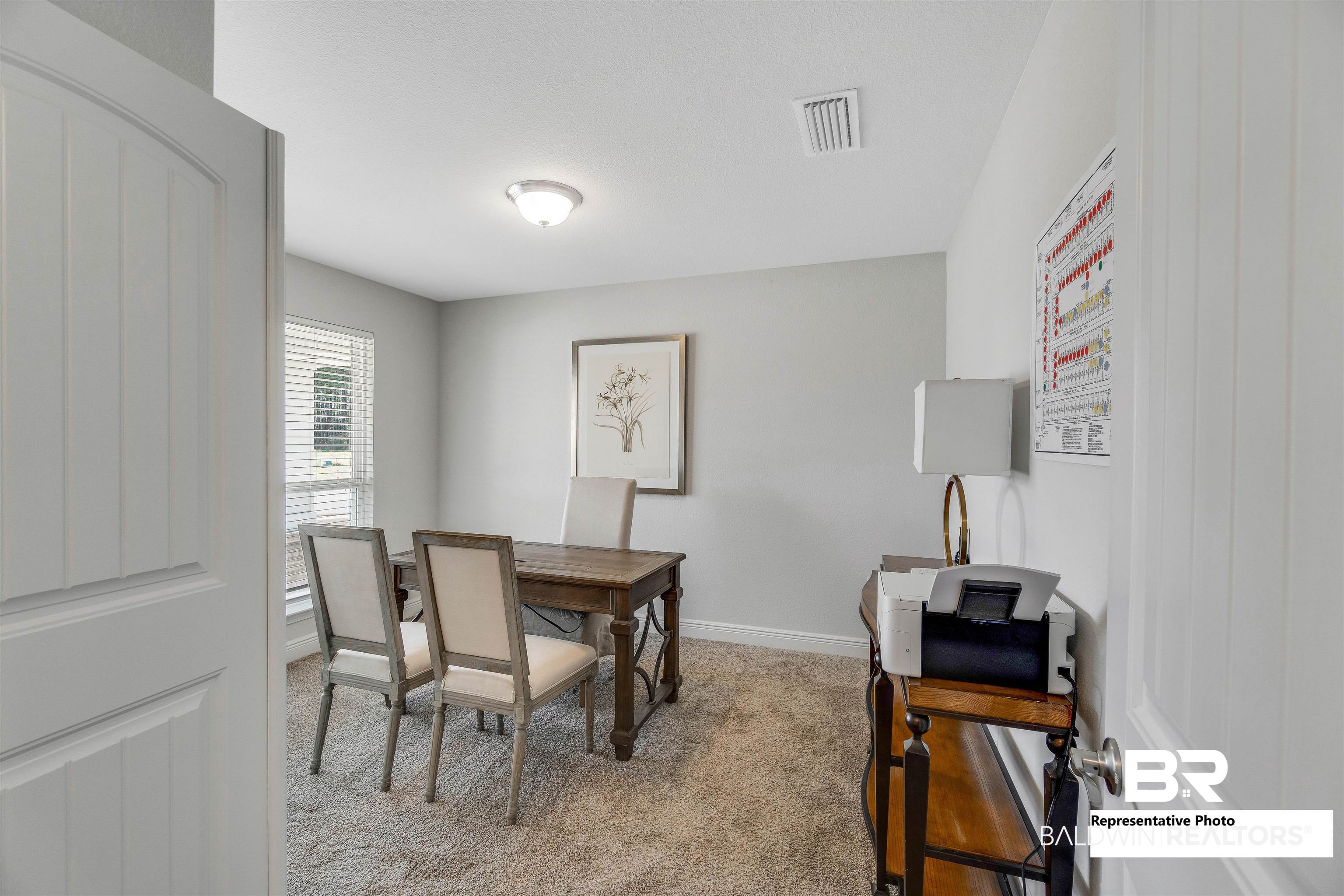 643 Mayflower Drive Foley, AL 36535 - Photo 8 of 34 Dining space featuring carpet flooring, visible vents, and baseboards