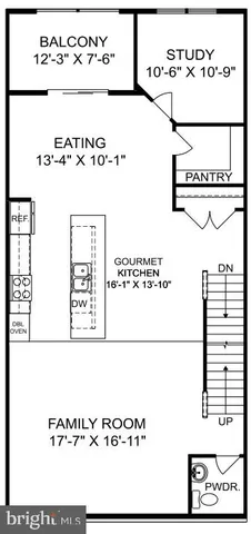 a front view of a building with sitting area
