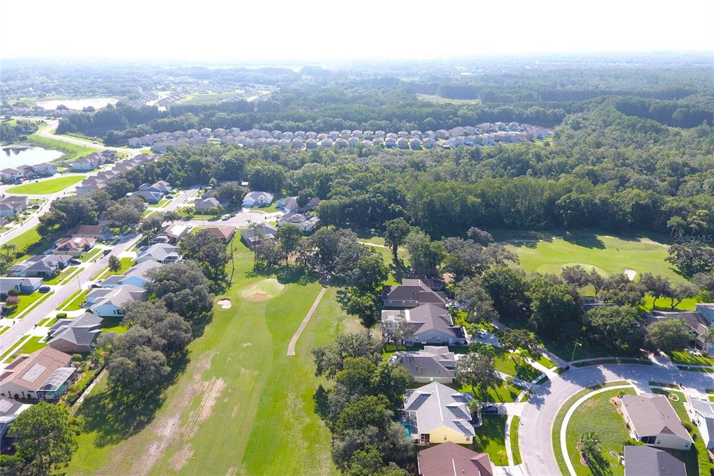 13451 Knotty Lane Hudson, FL 34669 - Photo 34 of 34 an aerial view of lake residential house with swimming pool and green space