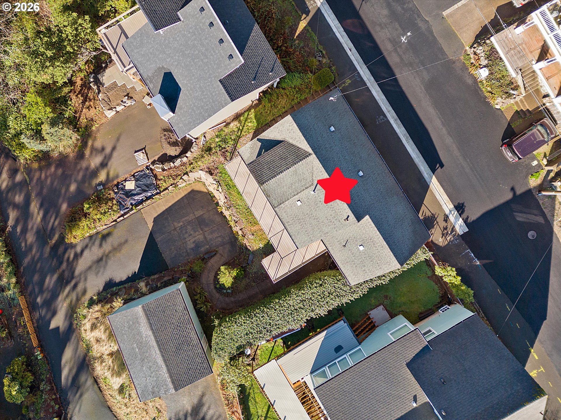 860 Southwest 10th Street Lincoln City, OR 97367 - Photo 45 of 45 an aerial view of a house with a yard and a large tree