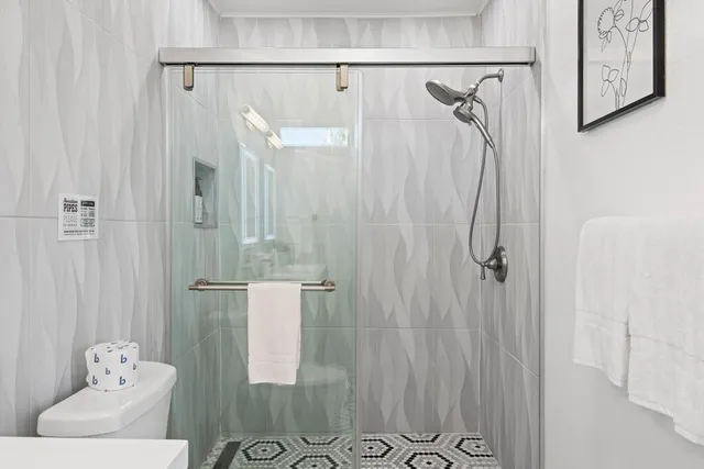 a bathroom with a shower