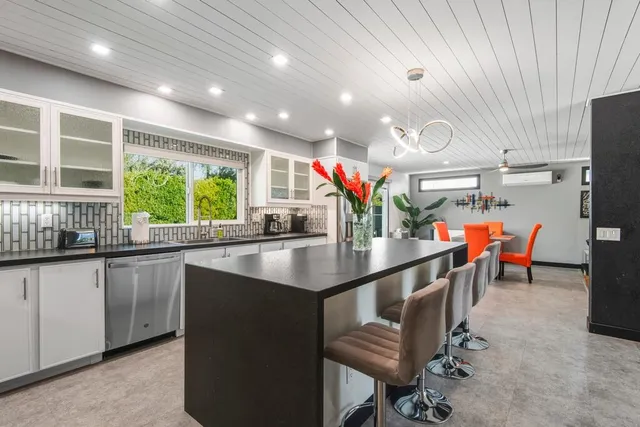 a kitchen with lots of counter top space