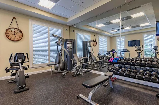 a view of a room with gym equipment
