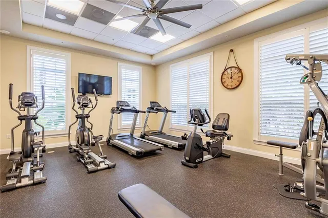 a view of a room with gym equipment