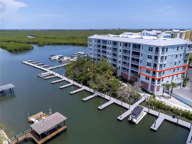 a view of a lake with a terrace