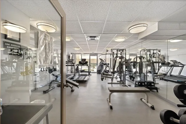 a view of a room with gym equipment