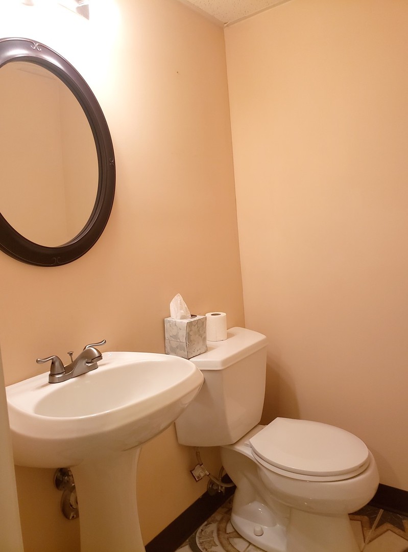413 Harmony Drive Wheeling, IL 60090 - Photo 3 of 19 a bathroom with a toilet a sink and a mirror