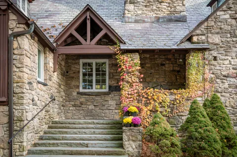 a front view of a house with entryway