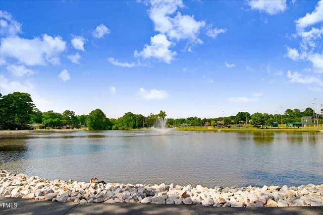 a view of a lake with outdoor space