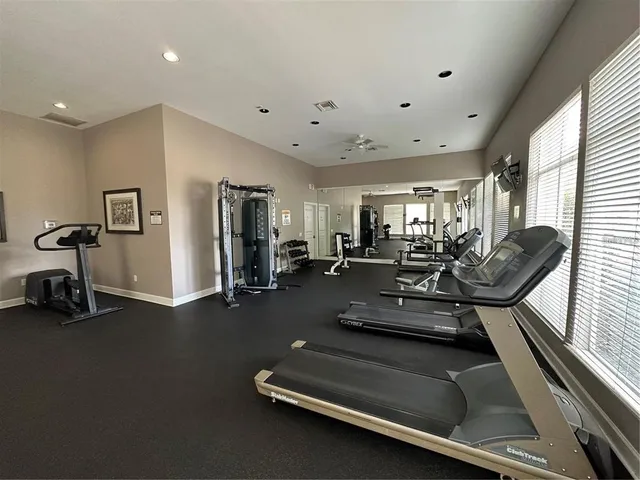 a view of a room with gym equipment