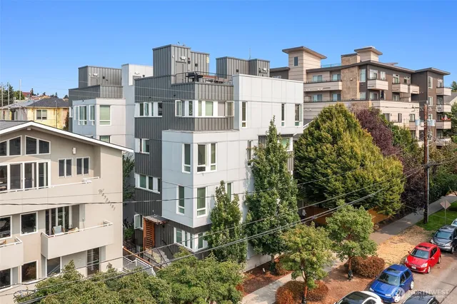 a view of a city with tall buildings