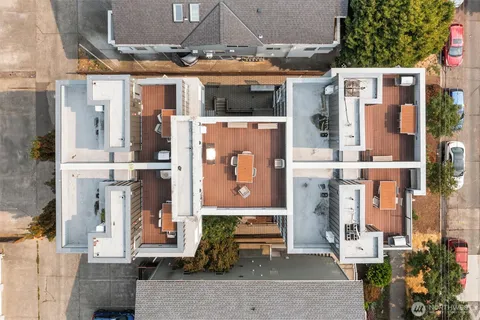 a front view of a building with outdoor area