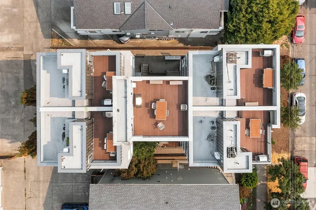 a front view of a building with outdoor area