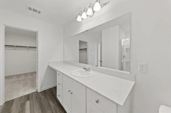 a bathroom with a sink a vanity and a mirror