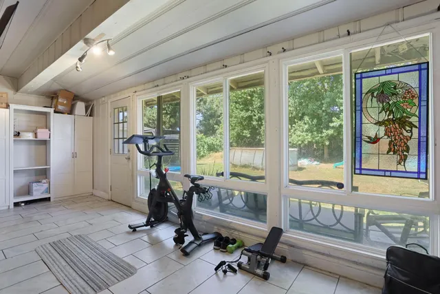 a view of a room with gym equipment