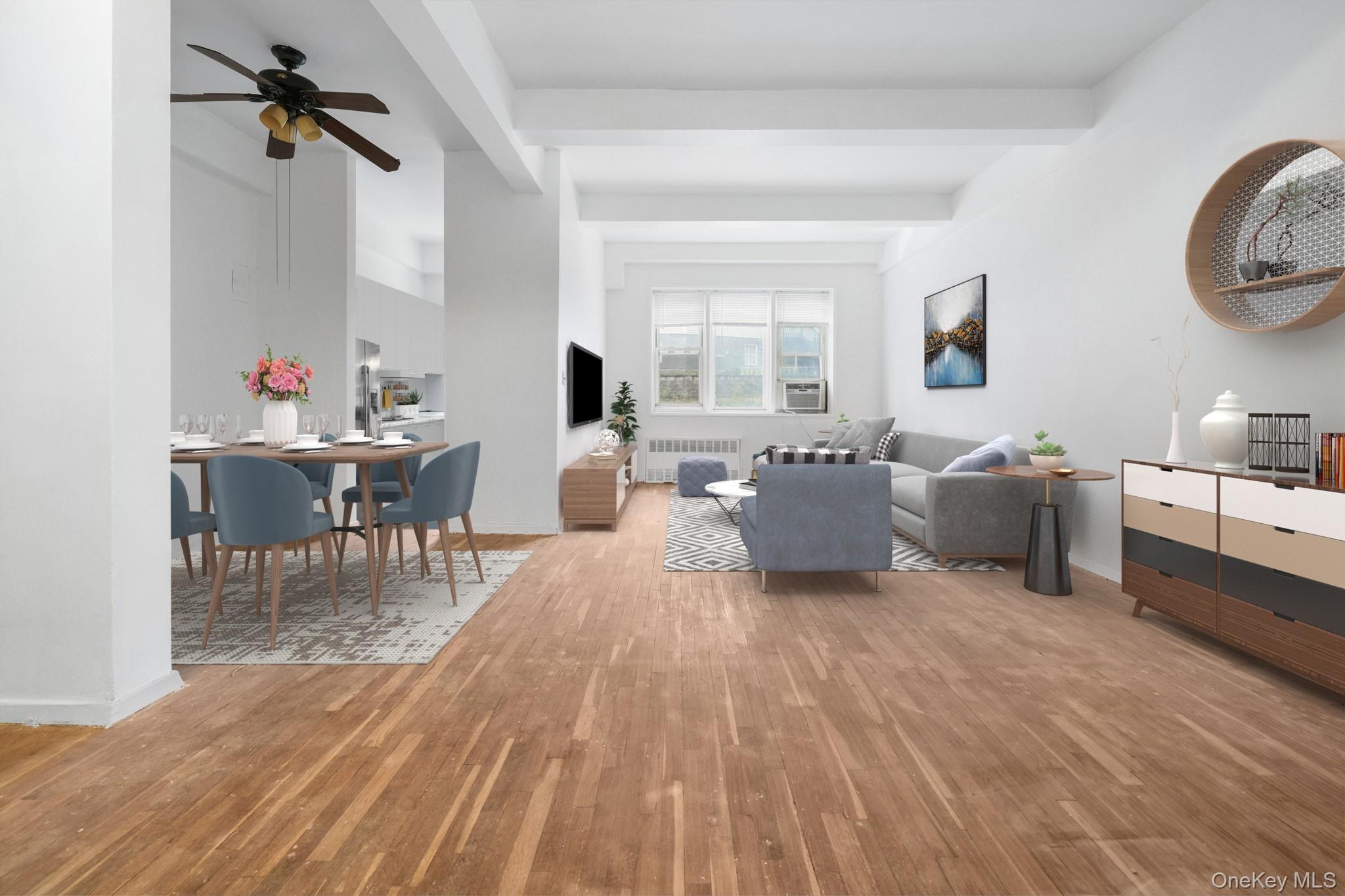 245 Rumsey Road, Unit 2X Yonkers, NY 10701 - Photo 3 of 17 Virtually Staged Living Room, Dining Room & Kitchen