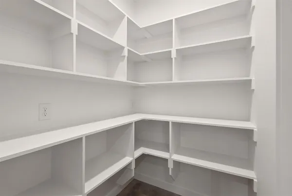 a view of an empty walk in closet