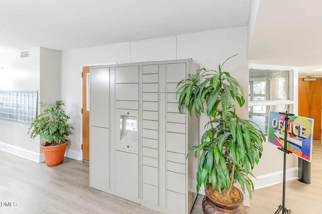 a dinning room with furniture
