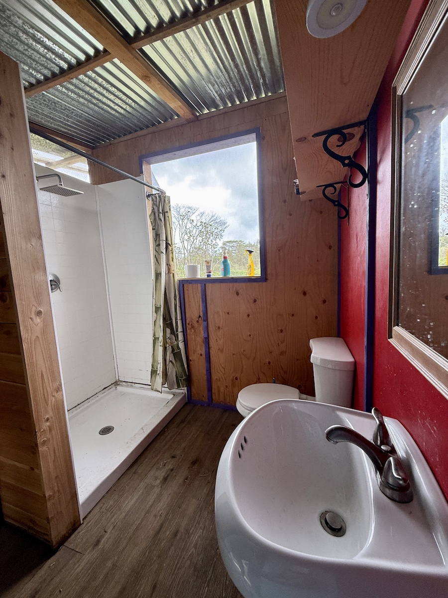 17-3853 Enos Road Mountain View, HI 96760 - Photo 15 of 20 a bathroom with a sink a mirror and a toilet