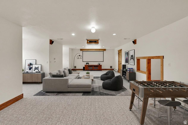 13658 South Fort Street Draper, UT 84020 - Photo 31 of 87 Spacious recreation room featuring light-toned carpet flooring and white walls