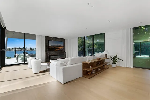 a room with fireplace