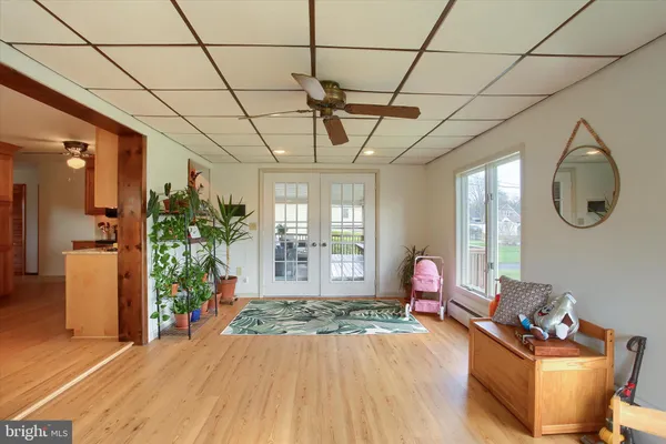 a living room with furniture