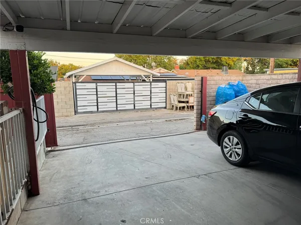 a view of a car in garage