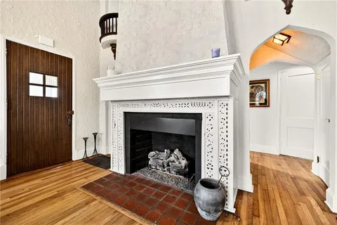 a living room with furniture and a couch