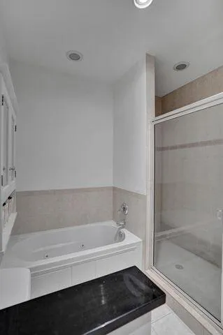 a bathroom with a bathtub