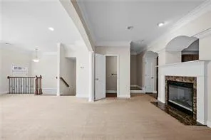 a view of livingroom with furniture and fireplace