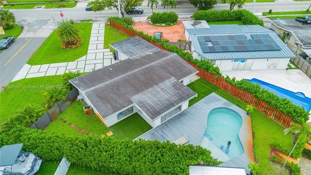 an aerial view of a house