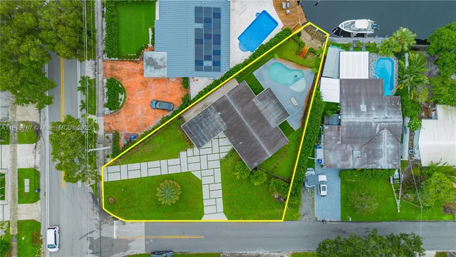 an aerial view of a house