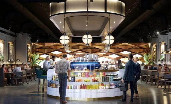 a front view of a building with street view