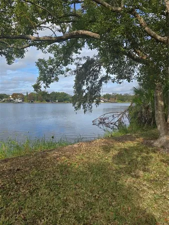 a view of a lake with outdoor space