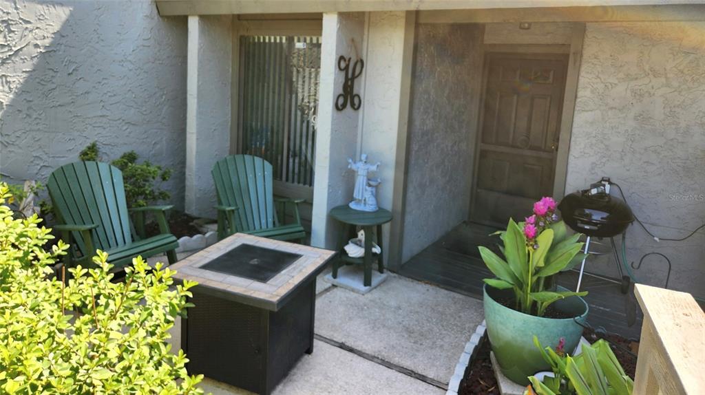 a view of a entryway with flower pots