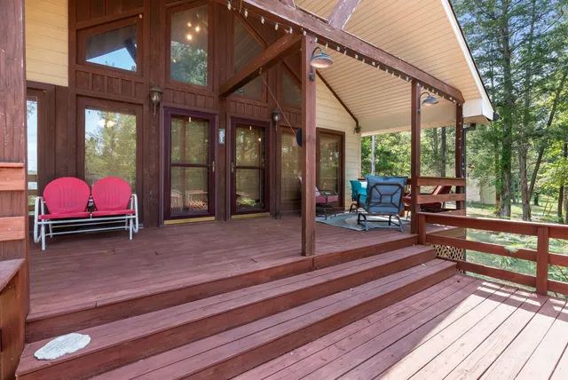 a backyard of a house with seating space