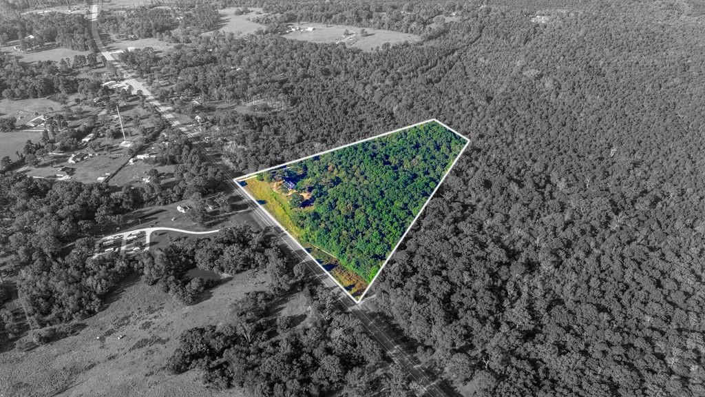 5215 Highway 7 Center, TX 75935 - Photo 35 of 37 Aerial view of property and surrounding area featuring property boundaries highlighted and a forest