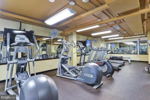 a view of a room with gym equipment