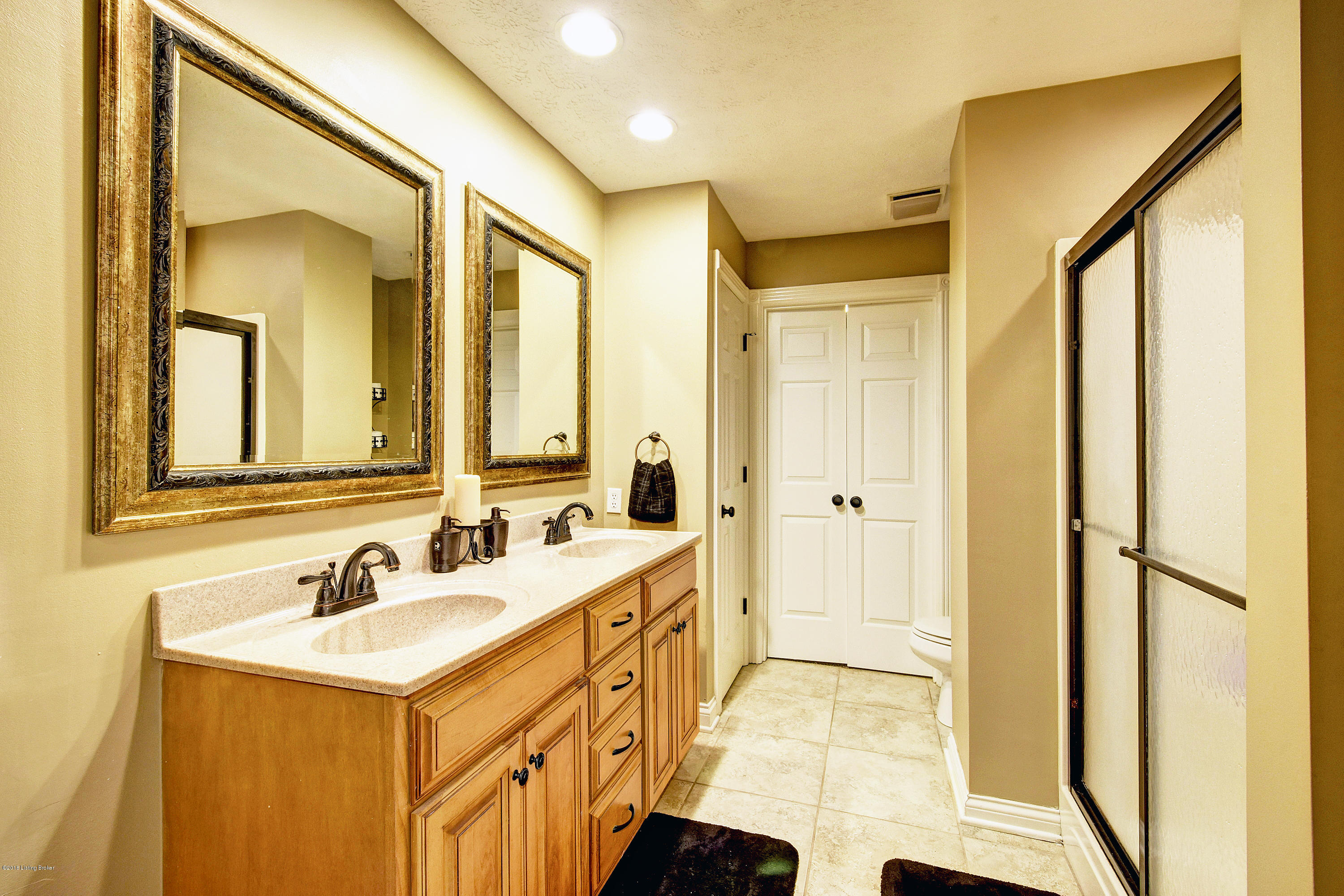 726 Brashears Point Road Taylorsville, KY 40071 - Photo 24 of 88 Double bowl faux marble vanity. Stand alone shower. 9' X 7' W/I closet