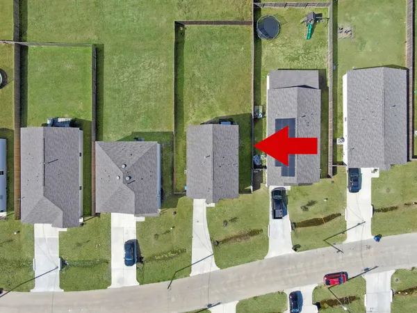 an aerial view of a house