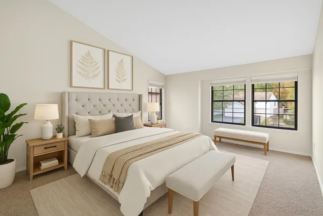 an empty room with windows