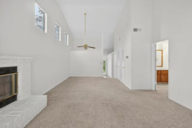 an empty room with windows