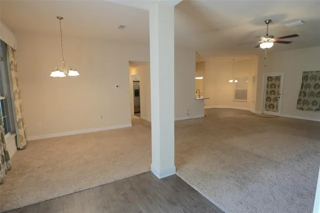 a view of a livingroom with a chandelier