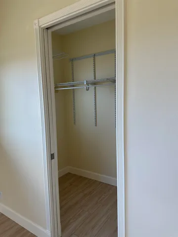 a view of an empty walk in closet
