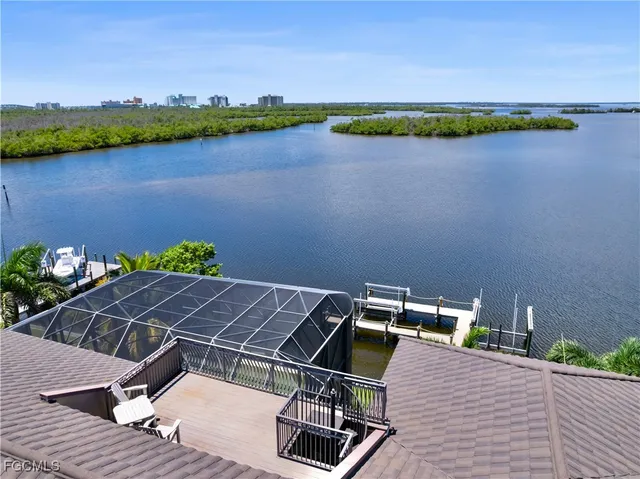 a view of a lake with a outdoor space