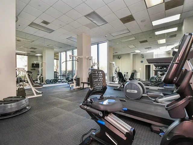 a room with gym equipment