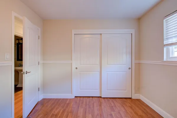 an empty room with closet