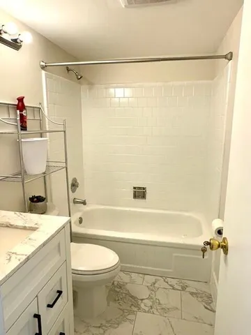 a bathroom with a sink a toilet and a bathtub